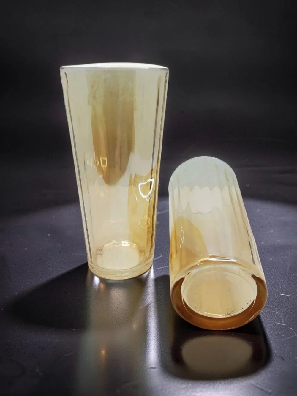 vintage set of 2  jeanette marigold lusterware 12oz drinking glasses